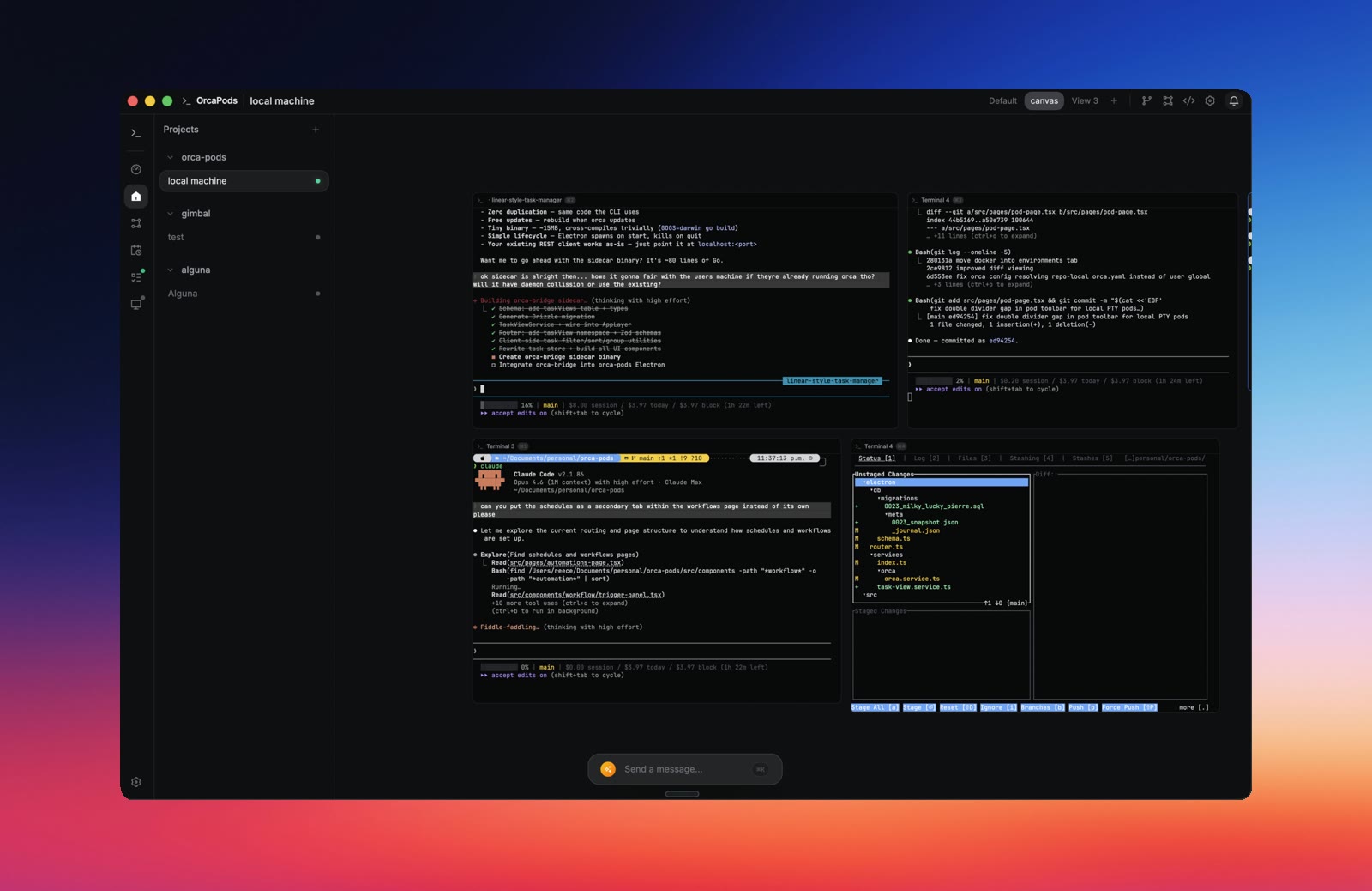 OrcaPods workspace UI